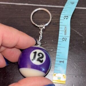 Billiard Ball Keychain | Purple 12 Stripe | Mini Pool Ball Retro Bag Charm